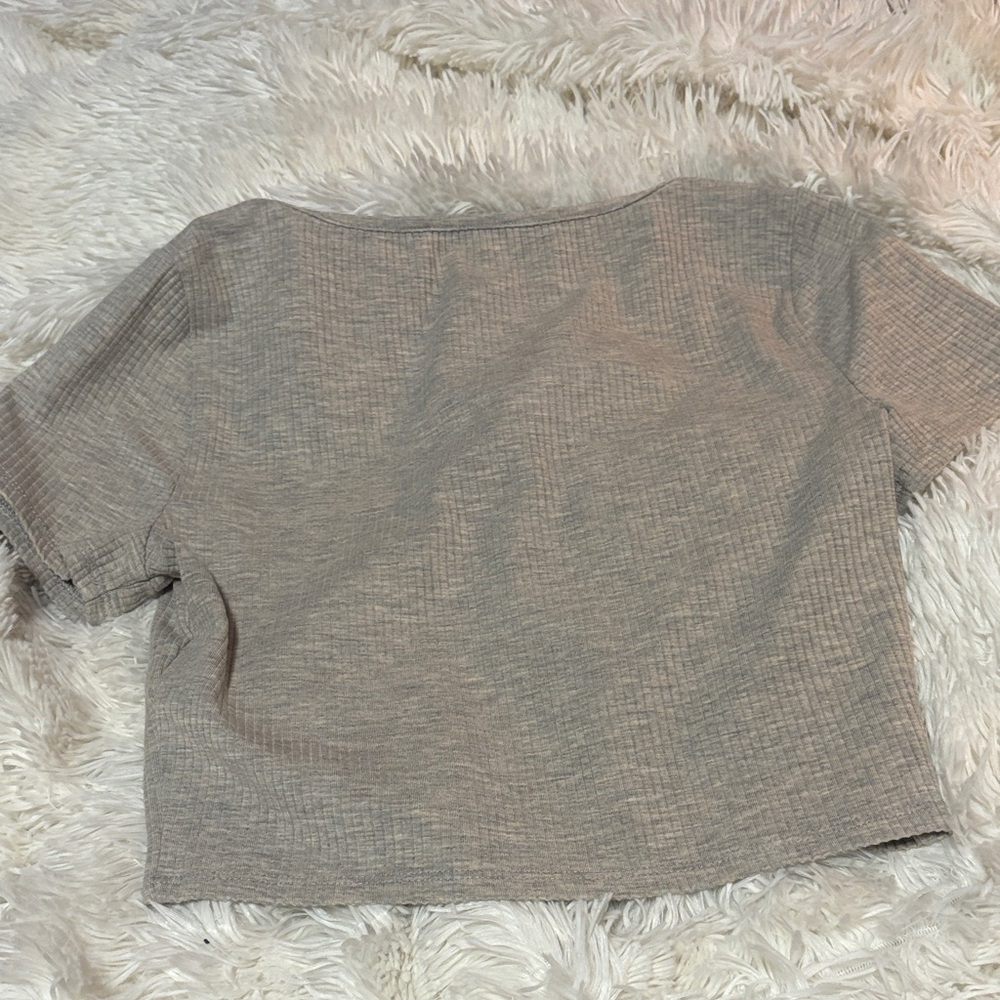 Reformation Gray Ribbed Crop Top - Picture 3 of 3